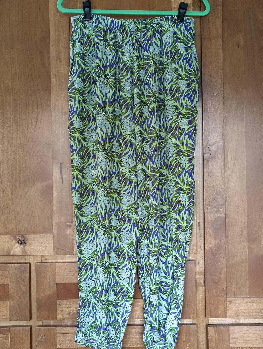 FLAX by Jeanne Engelhart Abstract Print Rayon Pants - Elastic Waist Medium